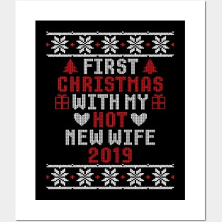 2019 Couple Gift First Christmas With My Hot New Wife Ugly Xmas Posters and Art